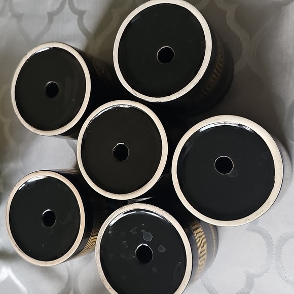 Set Of 6 Ceramic Succulent Planters 3x3 Black With Gold Geometric Design. - Picture 11 of 11